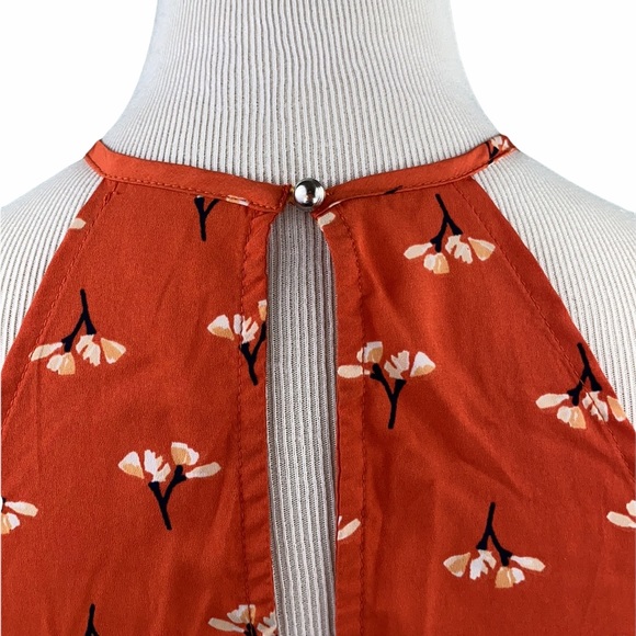 Abercrombie Orange Floral Print Cold Shoulder Blouse - Picture 8 of 16
